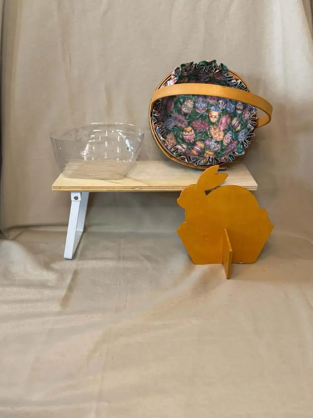 Longaberger 1999 Edition Easter Combo Fabric Liner Wooden Bunny Divider